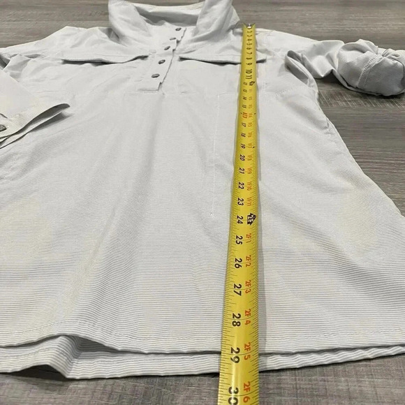 Mountain Hardwear Citypass Shirt Womens Large Gray Popover Striped Roll Tab EUC - Picture 12 of 16